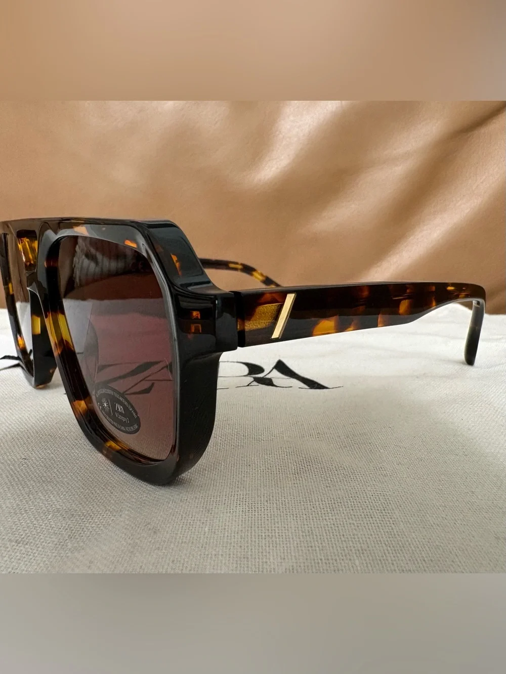 ZARA AVIATOR ACETATE SUNGLASSES BROWN  NWT
